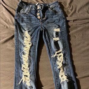 Rue21 Blue Skinny Distressed Jeans